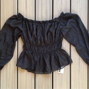 NWT Dorose Elegant Black Off-Shoulder Top Size S